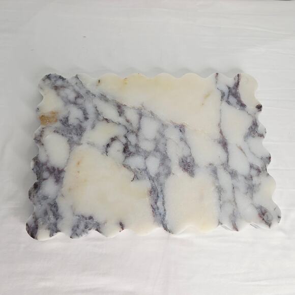 Rectangle Marble Scalloped Vanity -Decorative Tray 10.5" x 7.5" Storage Bathroom - Picture 4 of 10